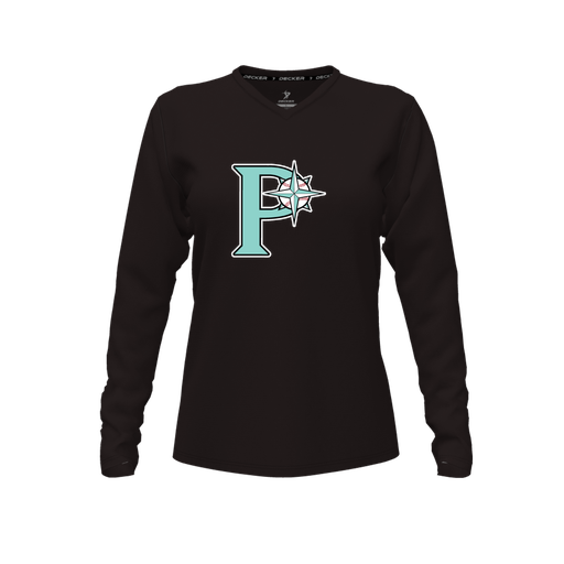 [CUS-DFW-TEES-CMF-VNK-LSL-BLK-FYXS-LOGO1] Comfort T-Shirt (Female Youth XS, Black, V Neck, Logo 1, Long Sleeve)