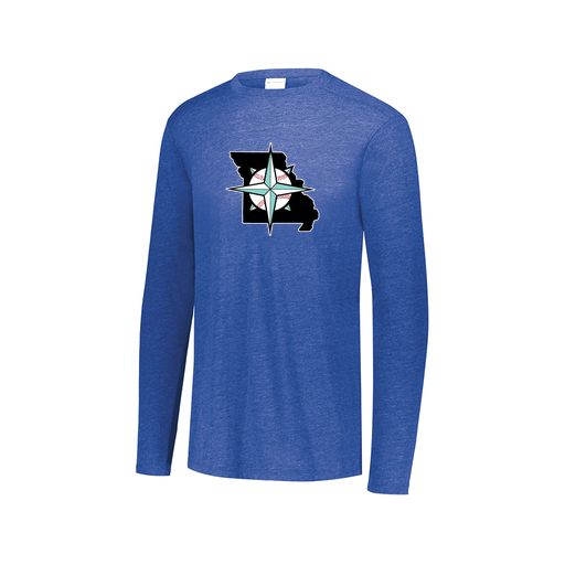 [FTLCUBRY-AXS-LOGO3] Decker Men's Tri-Blend T-Shirt - Long Sleeve (Adult XS, Royal, Logo 3)