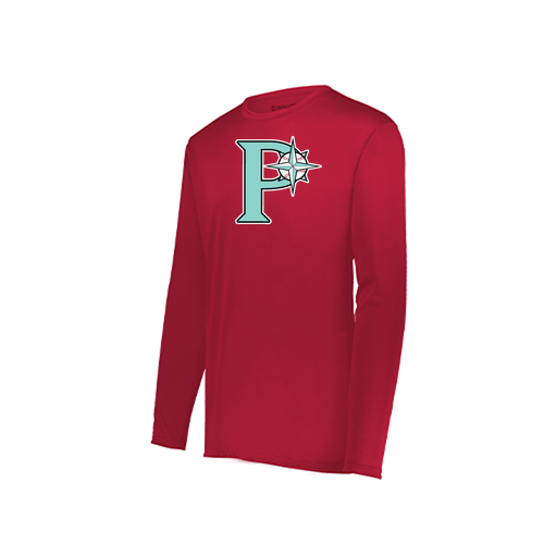 [222823.083.S-LOGO1] Youth LS Smooth Sport Shirt (Youth S, Red, Logo 1)