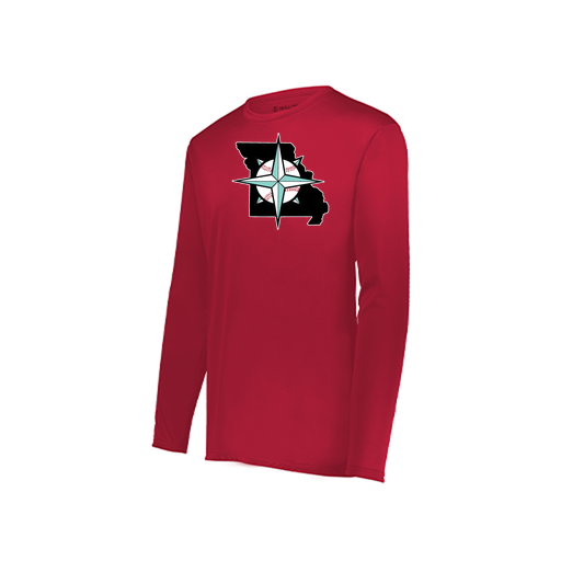 [222823.083.S-LOGO3] Youth LS Smooth Sport Shirt (Youth S, Red, Logo 3)