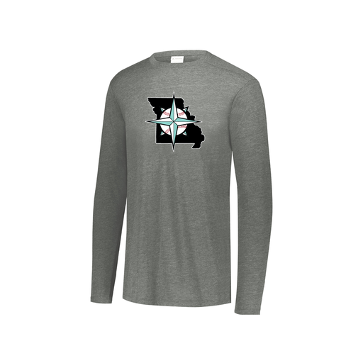 [FTLCUBGY-YS-LOGO3] Decker Youth Tri-Blend T-Shirt - Long Sleeve (Youth S, Gray, Logo 3)