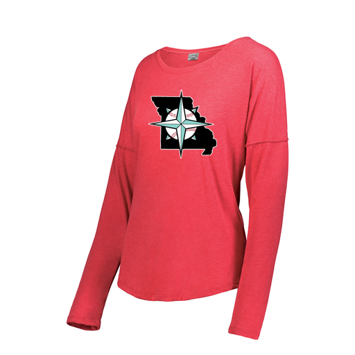 [FTLCUBRD-FAXS-LOGO3] Ladies LS Ultra-blend T-Shirt (Female Adult XS, Red, Logo 3)